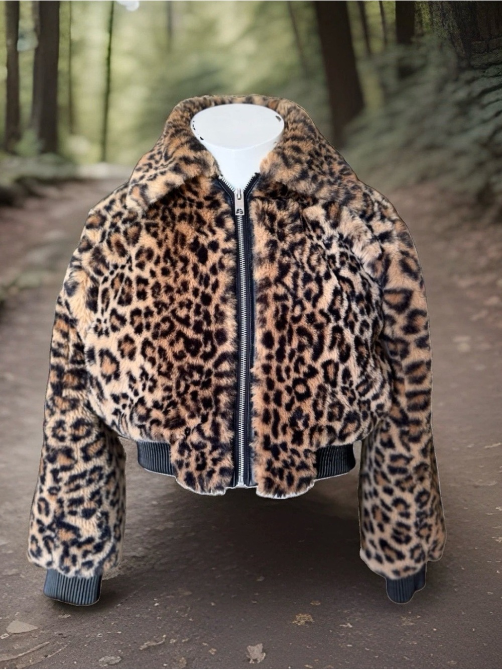 Urban Outfitters Leopard Print Faux Fur Puffer Jacket - Brown/Black